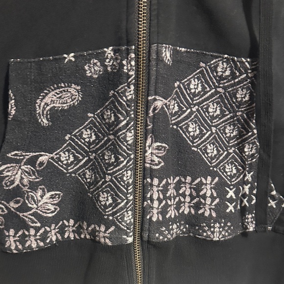 Johnny Was Black Floral & Bandana Patch Zip Hoodie - Picture 7 of 16